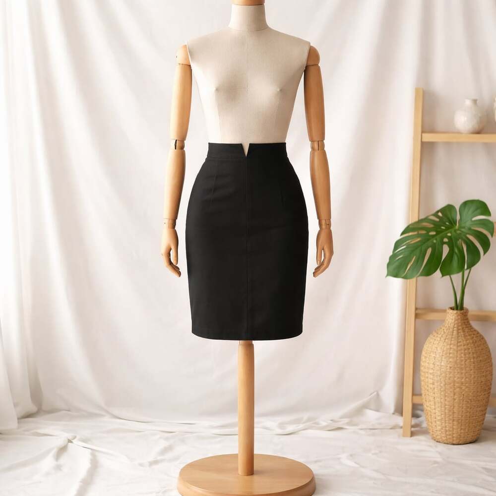 Max Mara Vintage Made in Italy Puro Lino Black 100% Linen Pencil Skirt